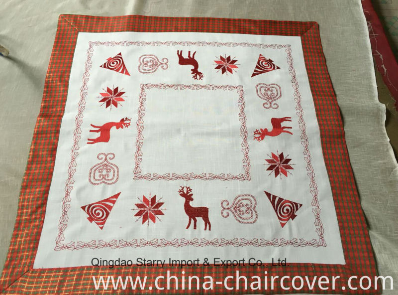 Polyester Fabric Christmas Embroidery Tablecloth 2016
